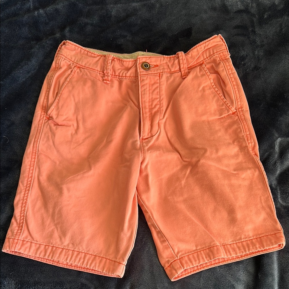 Hollister Men's Flat Front Shorts in Coral